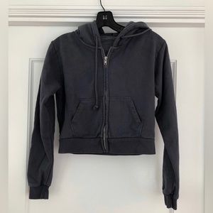 Brandy Melville Hoodies Cropped Blue zip One Size